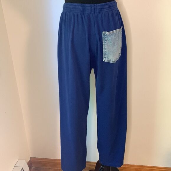 Y2K Fruit Of the Loom high rise Retro Navy Sweatpants & Denim Pocket size Med - Picture 5 of 15
